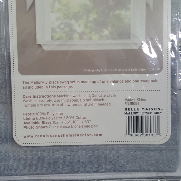 Renaissance 3 Piece Embroidered Swag Set - Picture 5 of 9